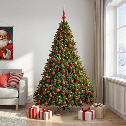 Artificial Christmas Tree, Light Green, with Ornaments 240 cm