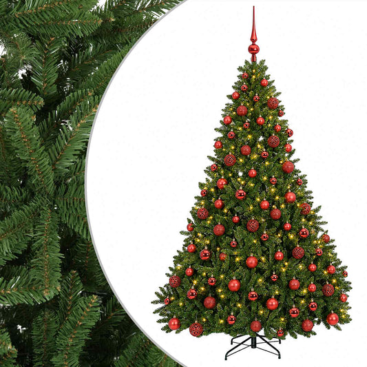 Artificial Christmas Tree, Light Green, with Ornaments 240 cm