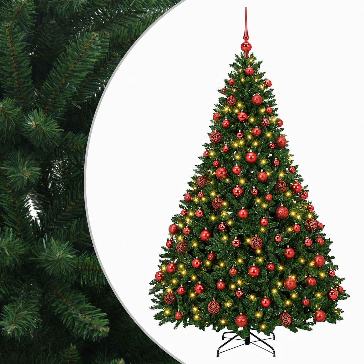 Artificial Christmas Tree Mid-green with Ornament 210 cm