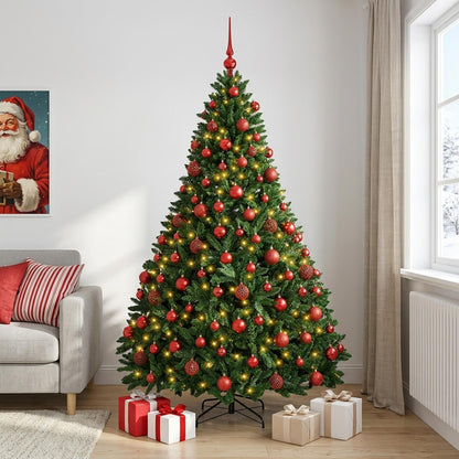 Artificial Christmas Tree Mid-green with Ornament 210 cm