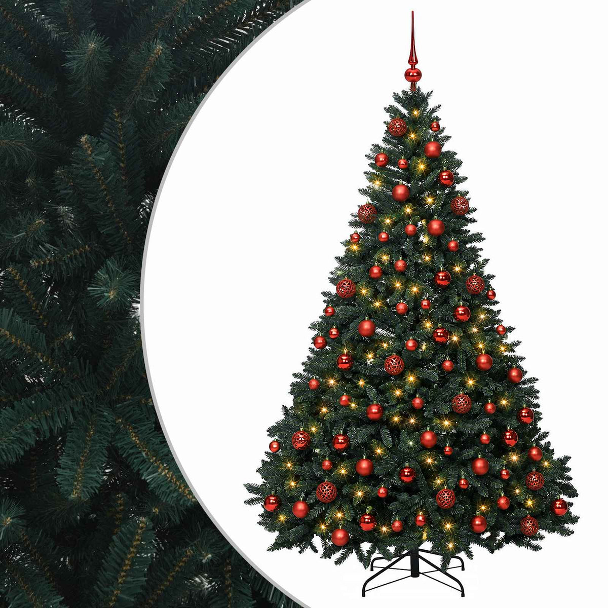 Artificial Christmas Tree Dark Green with Bauble 180 cm