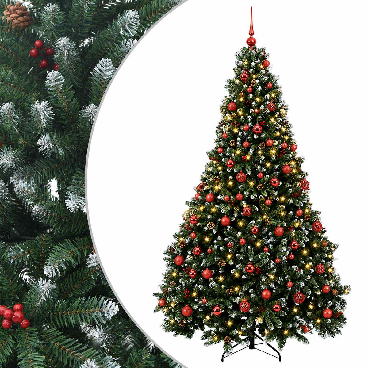 Artificial Christmas Tree Green with Baubles 180 cm 300 LEDs
