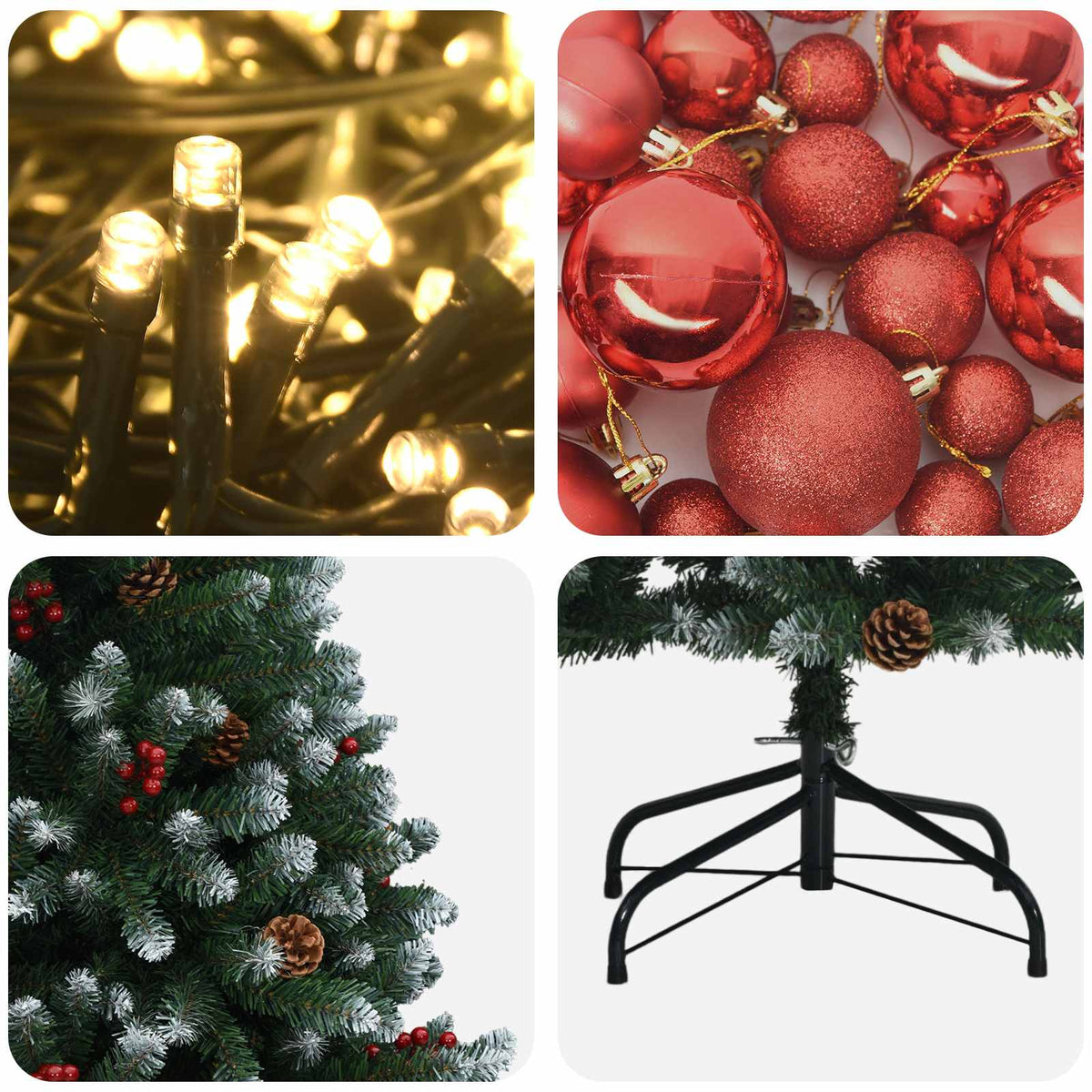Artificial Green Christmas Tree with Baubles 240 cm 300 LEDs