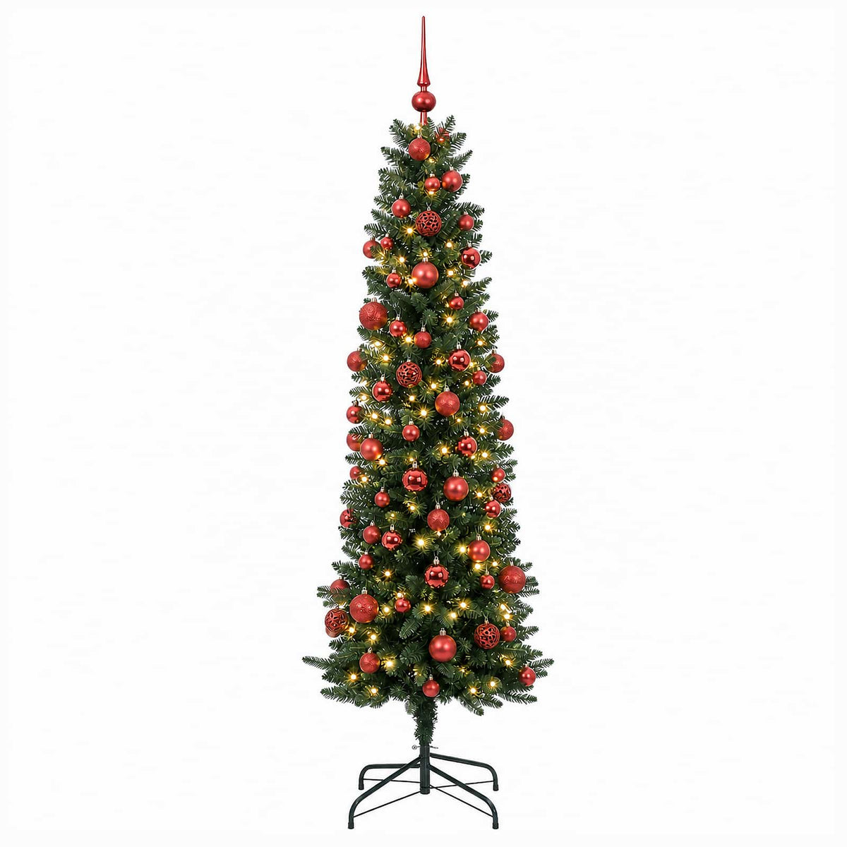 Artificial Slim Christmas Tree with Bauble 180 cm 300 LEDs