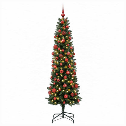 Artificial Slim Christmas Tree with Bauble 180 cm 300 LEDs