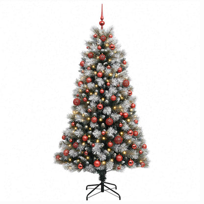 Artificial Hinged Christmas Tree with Baubles 180 cm 300 LEDs