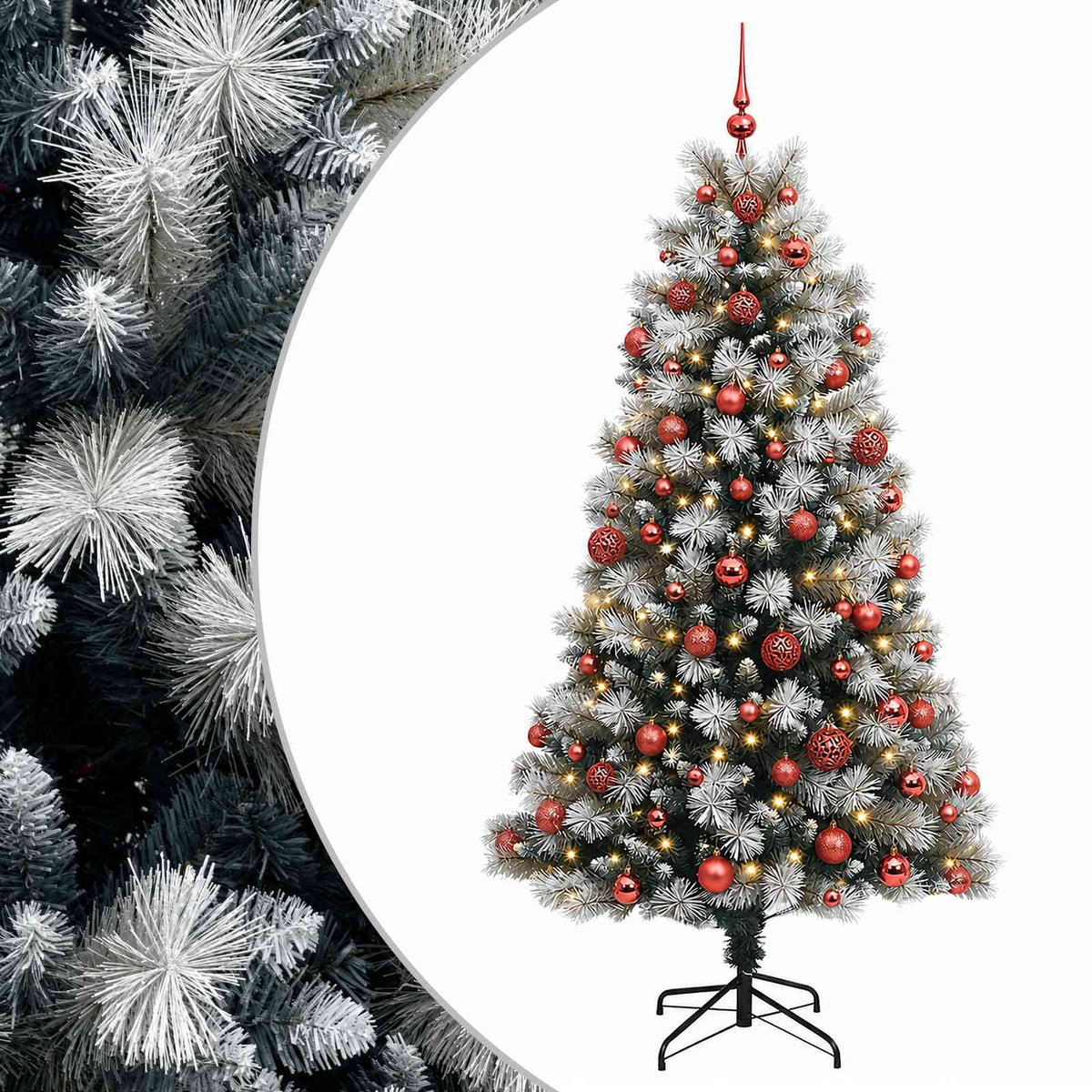 Artificial Hinged Christmas Tree with Baubles 210 cm 300 LEDs
