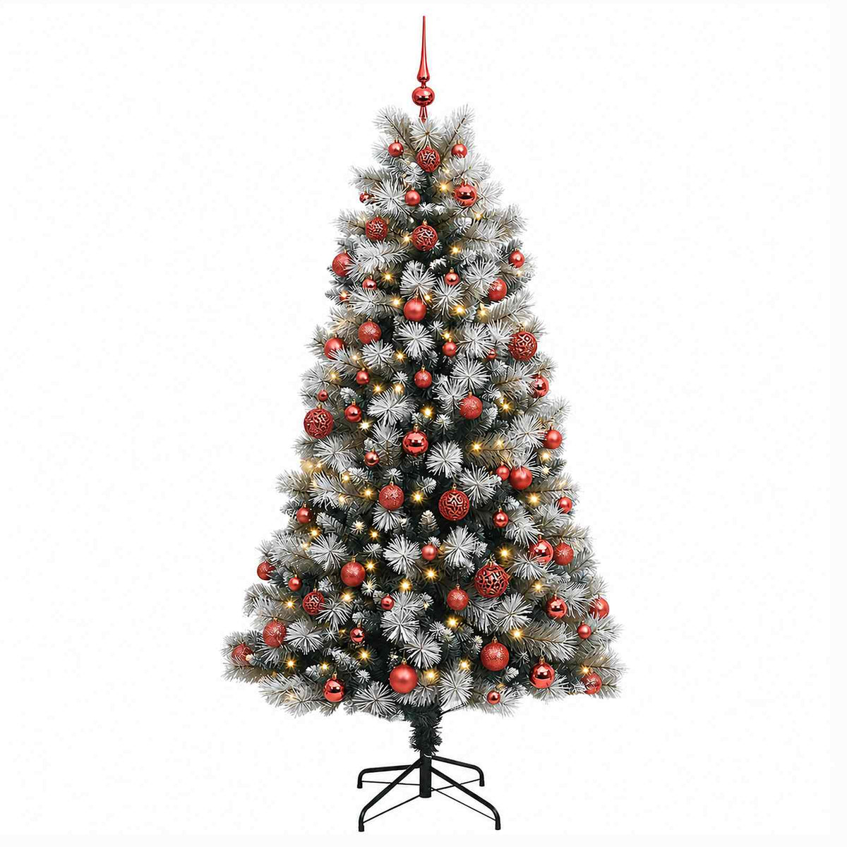 Artificial Hinged Christmas Tree with Baubles 210 cm 300 LEDs