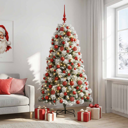 Artificial Hinged Christmas Tree with Baubles 210 cm 300 LEDs