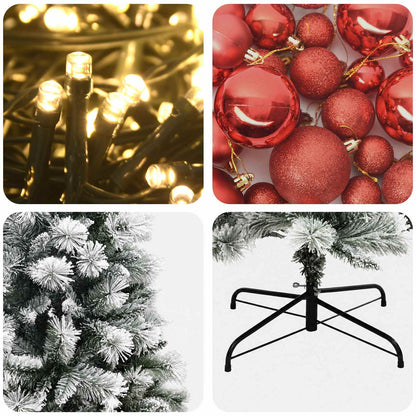 Artificial Hinged Christmas Tree with Baubles 210 cm 300 LEDs