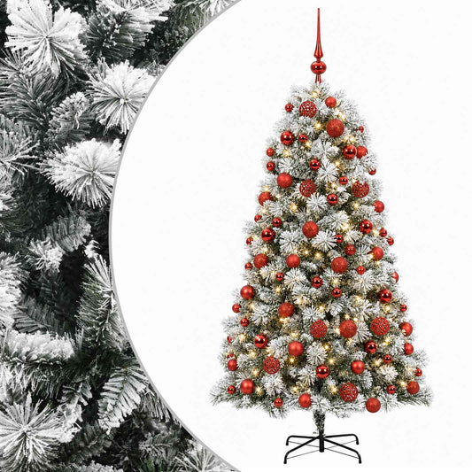 Artificial Hinged Christmas Tree with Baubles 210 cm 300 LEDs