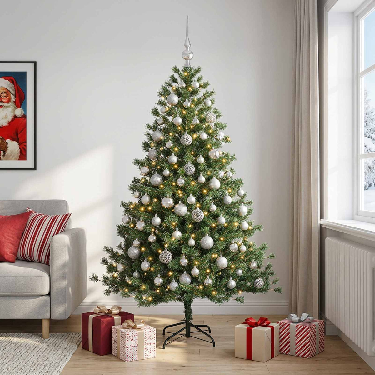 Artificial Christmas Tree with Bauble 210 cm 300 LEDs