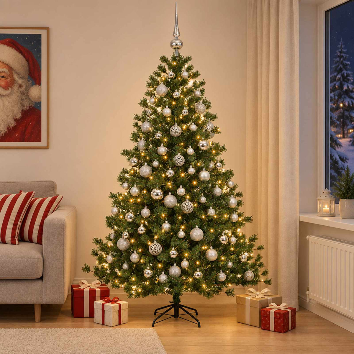 Artificial Christmas Tree with Bauble 210 cm 300 LEDs