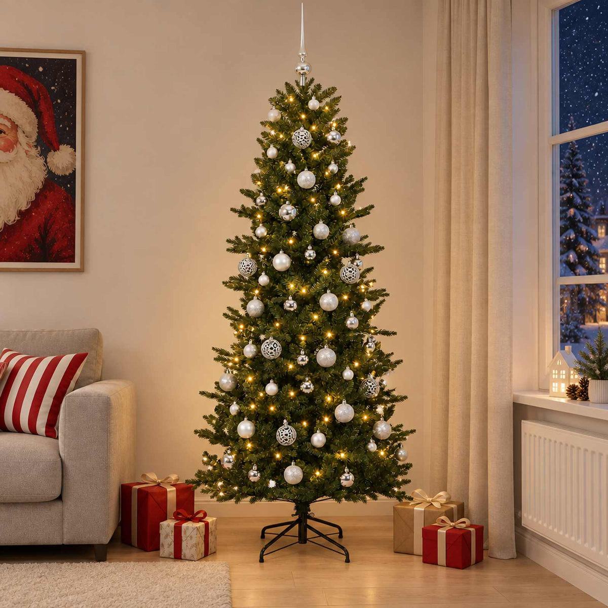 Artificial Christmas Tree with Bauble 210 cm 300 LEDs