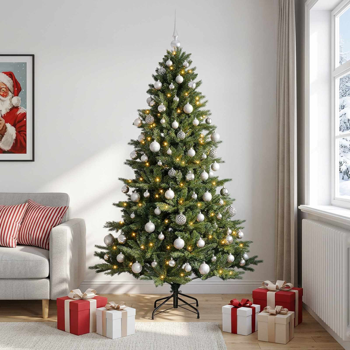 Artificial Christmas Tree with Bauble 210 cm 300 LEDs