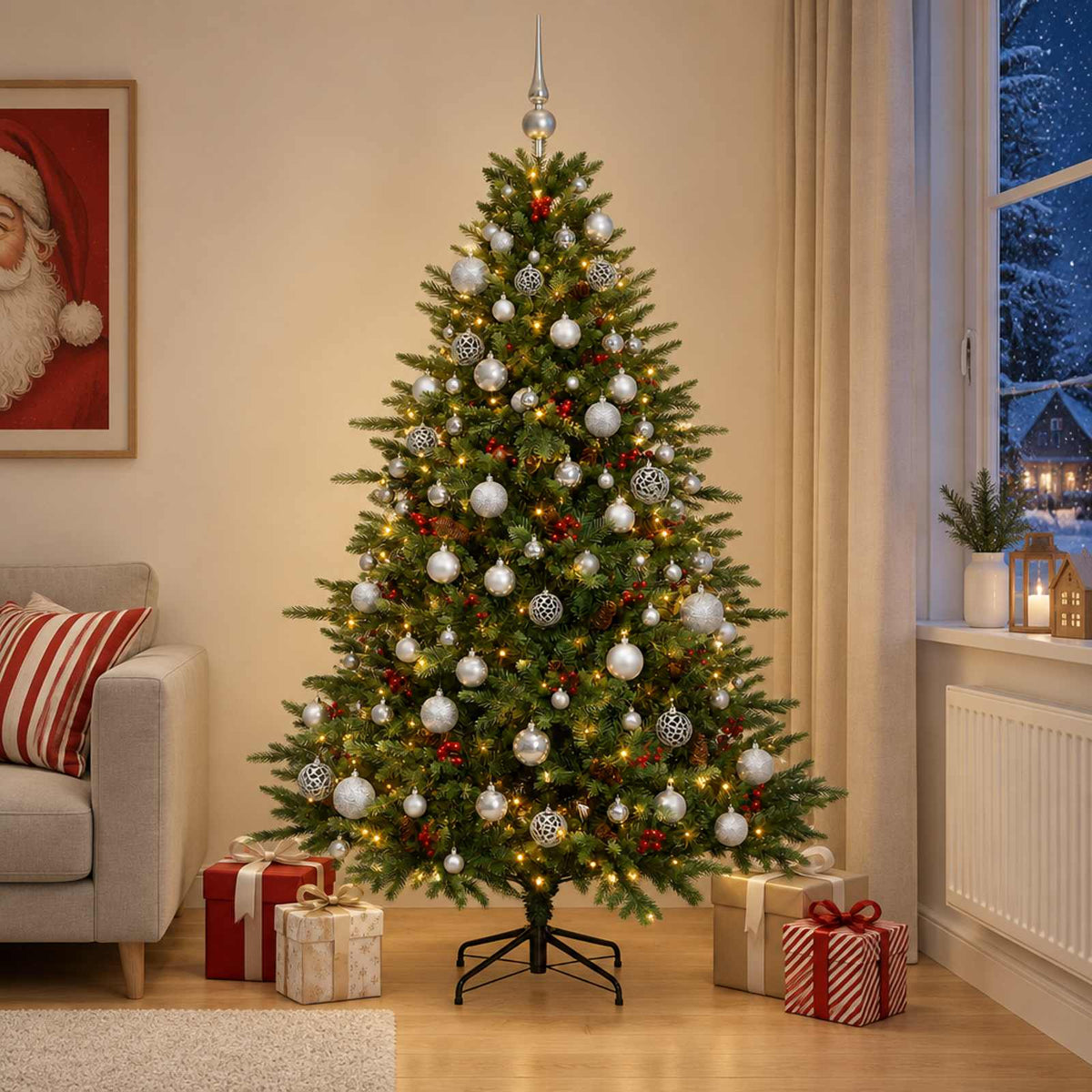 Artificial Christmas Tree with Bauble 240 cm 300 LEDs