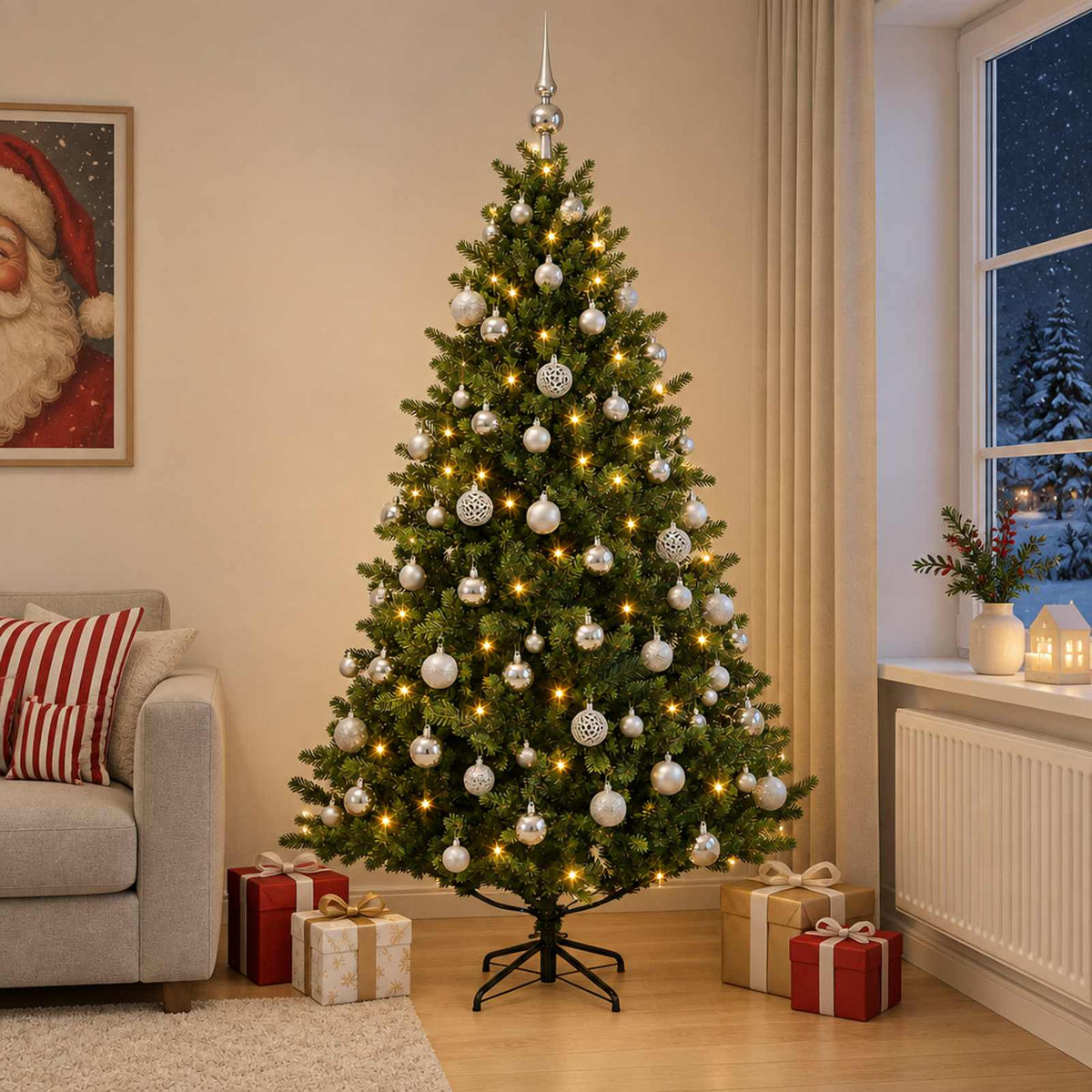 Artificial Christmas Tree with Bauble 180 cm 300 LEDs