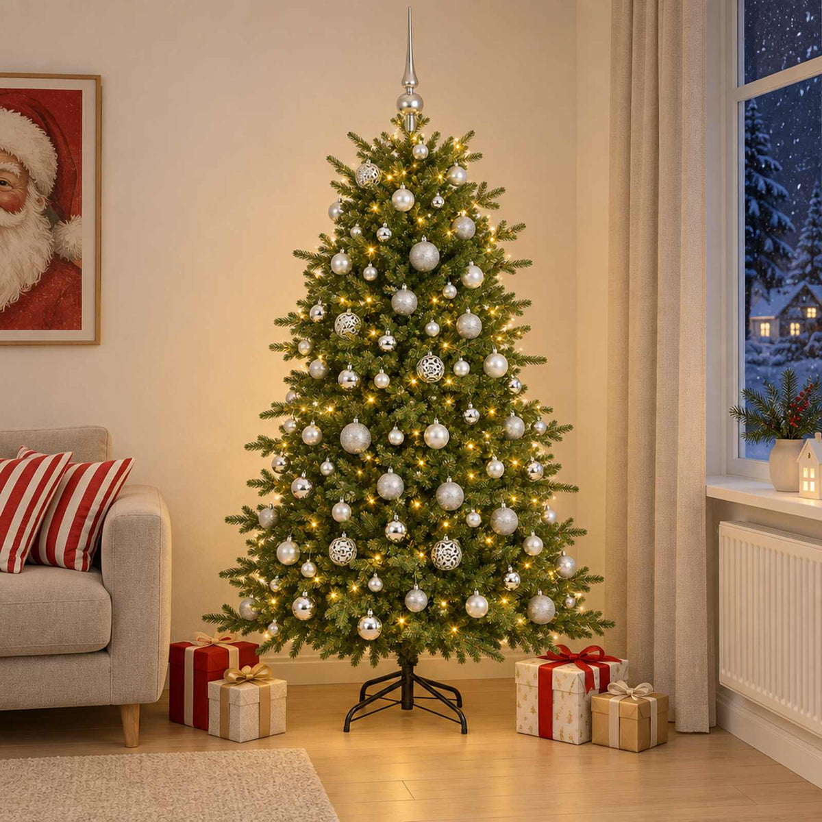 Artificial Christmas Tree with Bauble 210 cm 300 LEDs