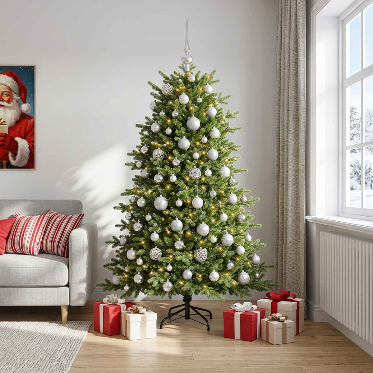 Artificial Christmas Tree with Bauble 210 cm 300 LEDs