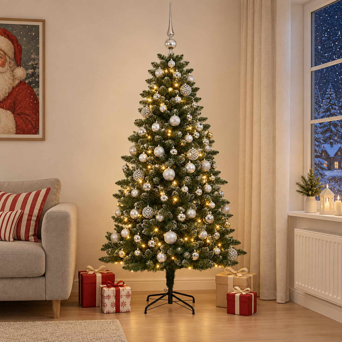 Artificial Christmas Tree with Bauble 180 cm 300 LEDs