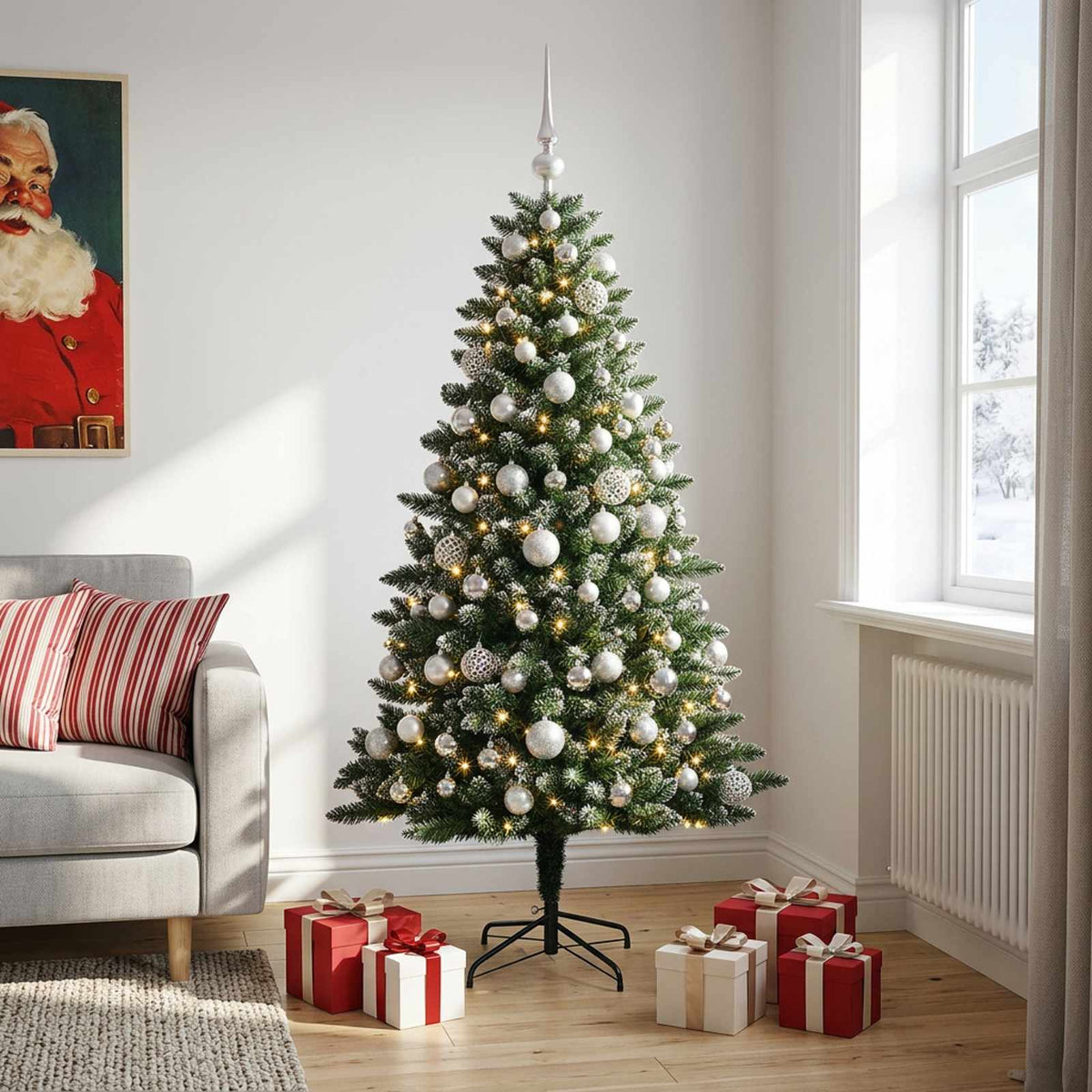 Artificial Christmas Tree with Bauble 210 cm 300 LEDs