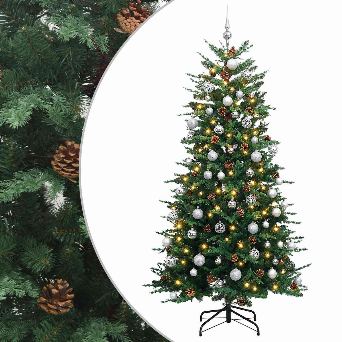 Artificial Hinged Christmas Tree 180 cm 300 LEDs Warm White