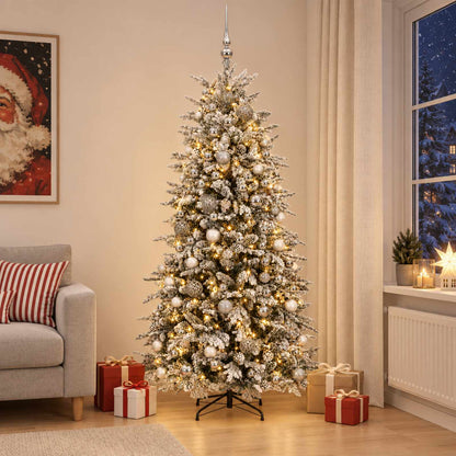 Artificial Hinged Christmas Tree 180 cm 300 LEDs Warm White