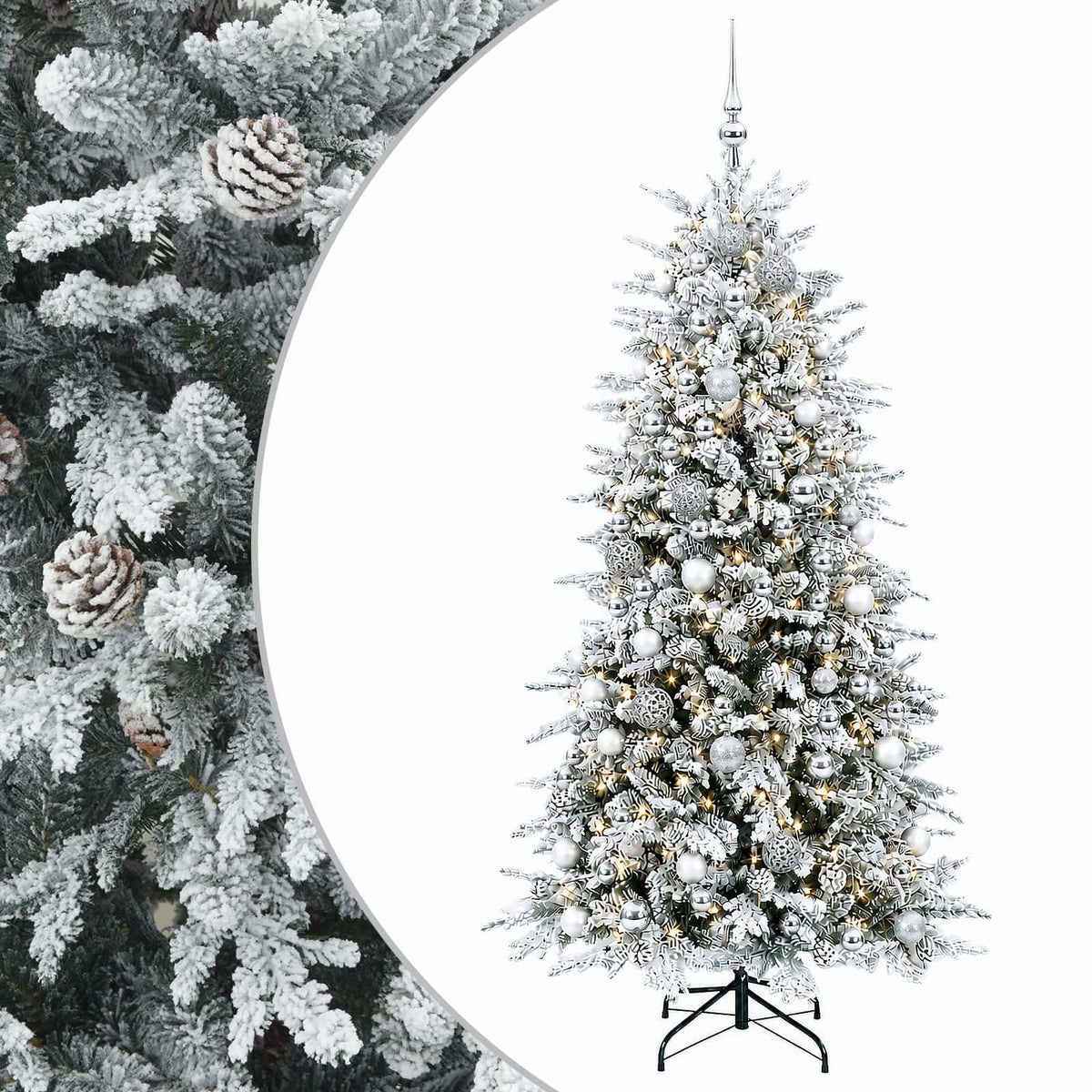 Artificial Hinged Christmas Tree 180 cm 300 LEDs Warm White