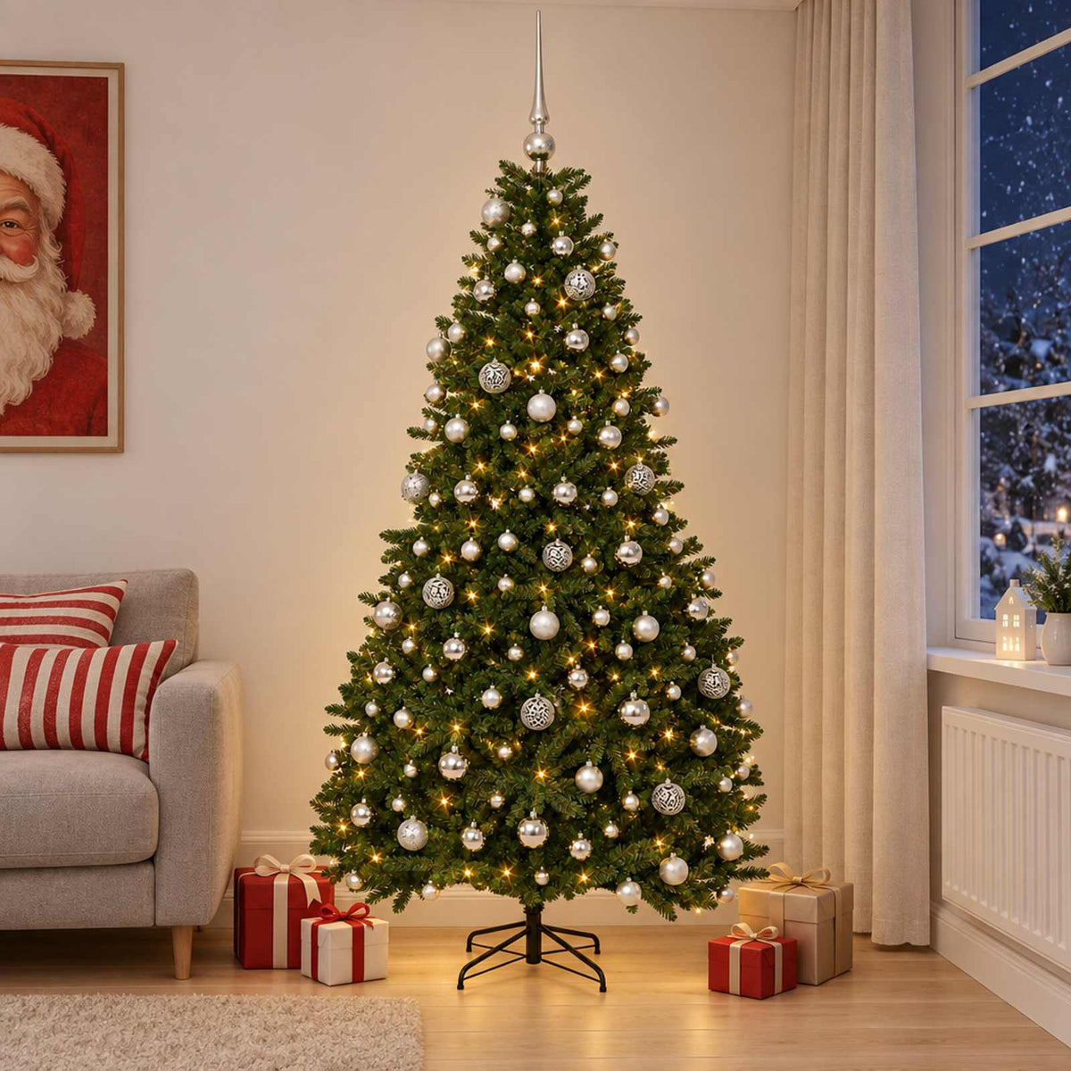 Artificial Christmas Tree Mid-green with Bauble 240 cm 300 LEDs