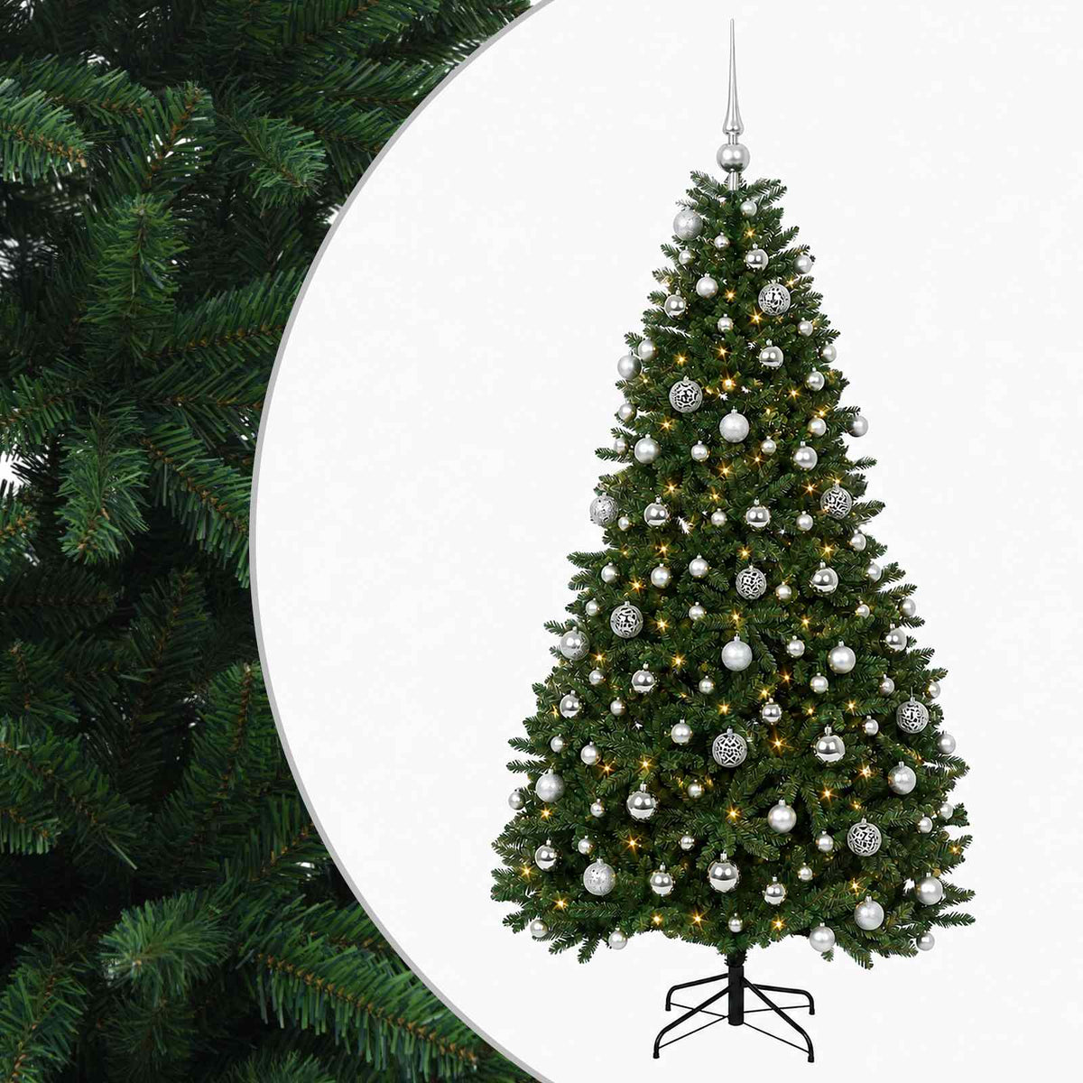 Artificial Christmas Tree Mid-green with Bauble 240 cm 300 LEDs