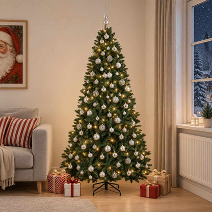 Artificial Christmas Tree Dark Green with Bauble 210 cm