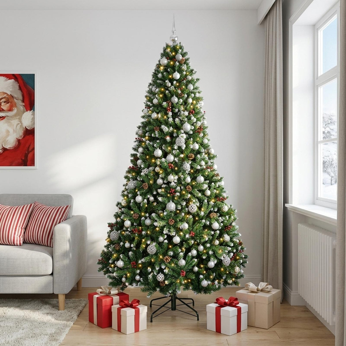 Artificial Christmas Tree Green with Bauble 240 cm 300 LEDs