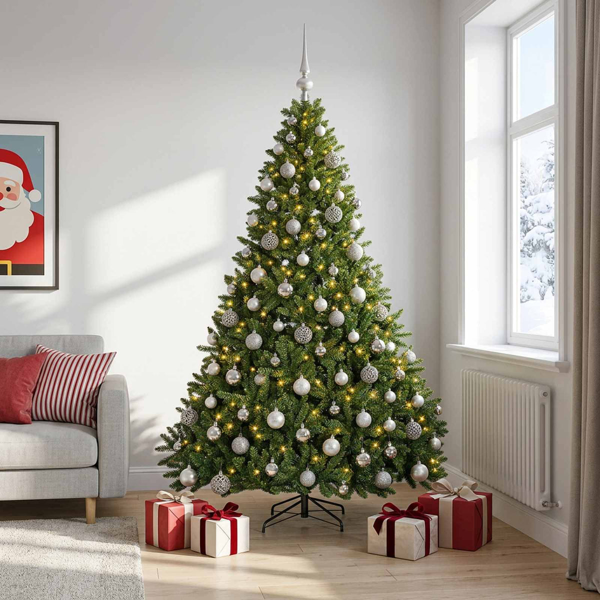 Artificial Christmas Tree Light Green with Baubles 240 cm
