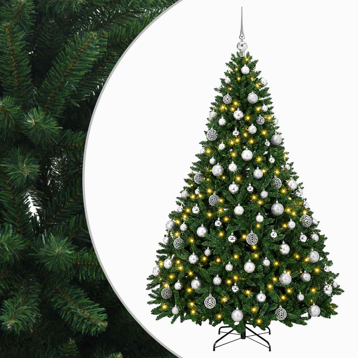 Artificial Christmas Tree Mid-green with Ornament 210 cm