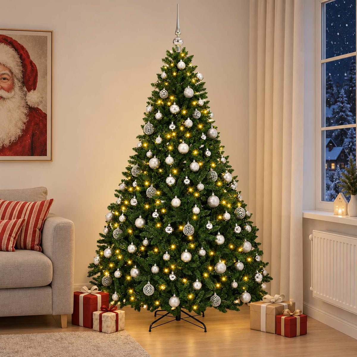 Artificial Christmas Tree Mid-green with Ornament 240 cm
