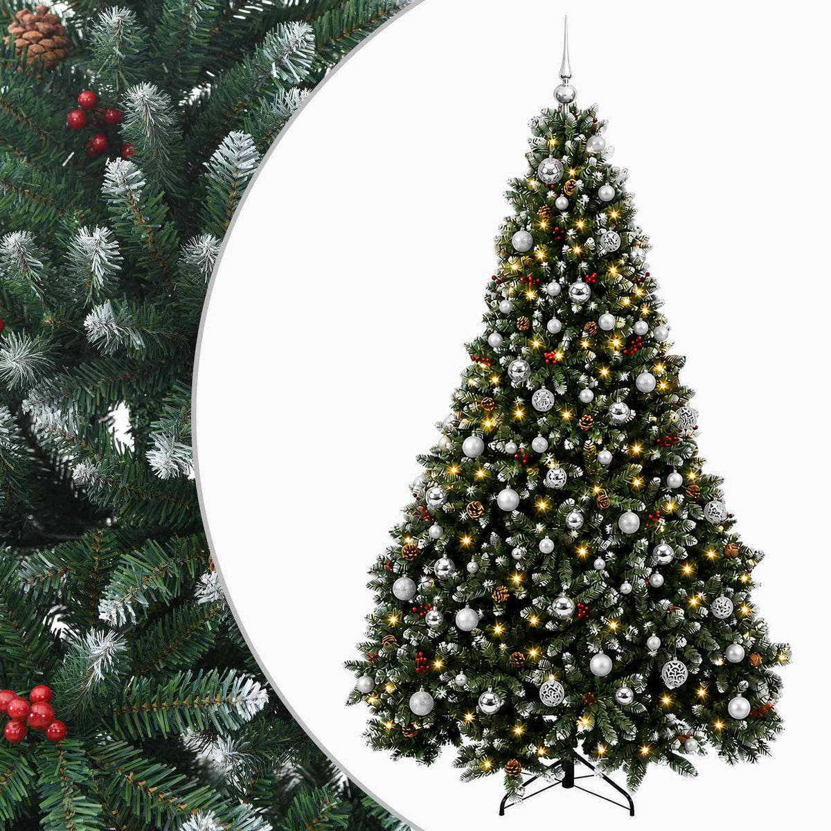 Artificial Christmas Tree Green with Bauble 210 cm 300 LEDs