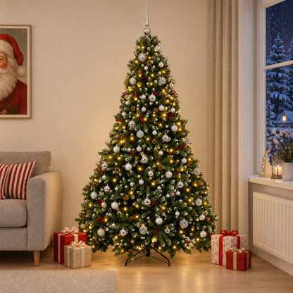Artificial Christmas Tree Green with Baubles 240 cm 300 LEDs