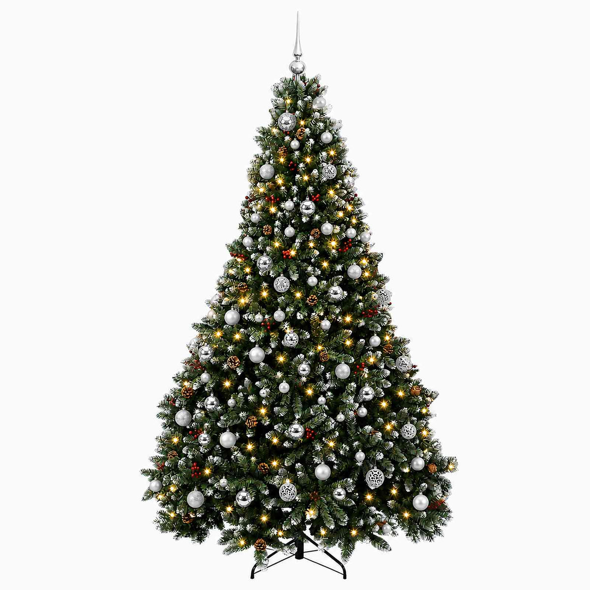 Artificial Christmas Tree Green with Baubles 240 cm 300 LEDs