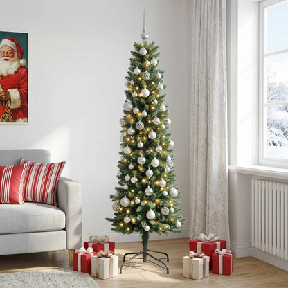 Artificial Slim Christmas Tree with Bauble 180 cm 300 LEDs