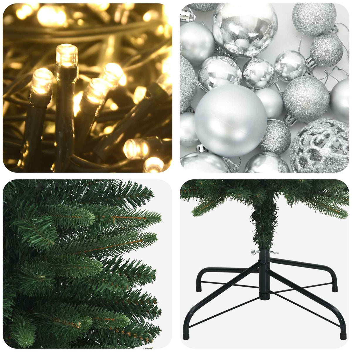 Artificial Slim Christmas Tree with Bauble 180 cm 300 LEDs