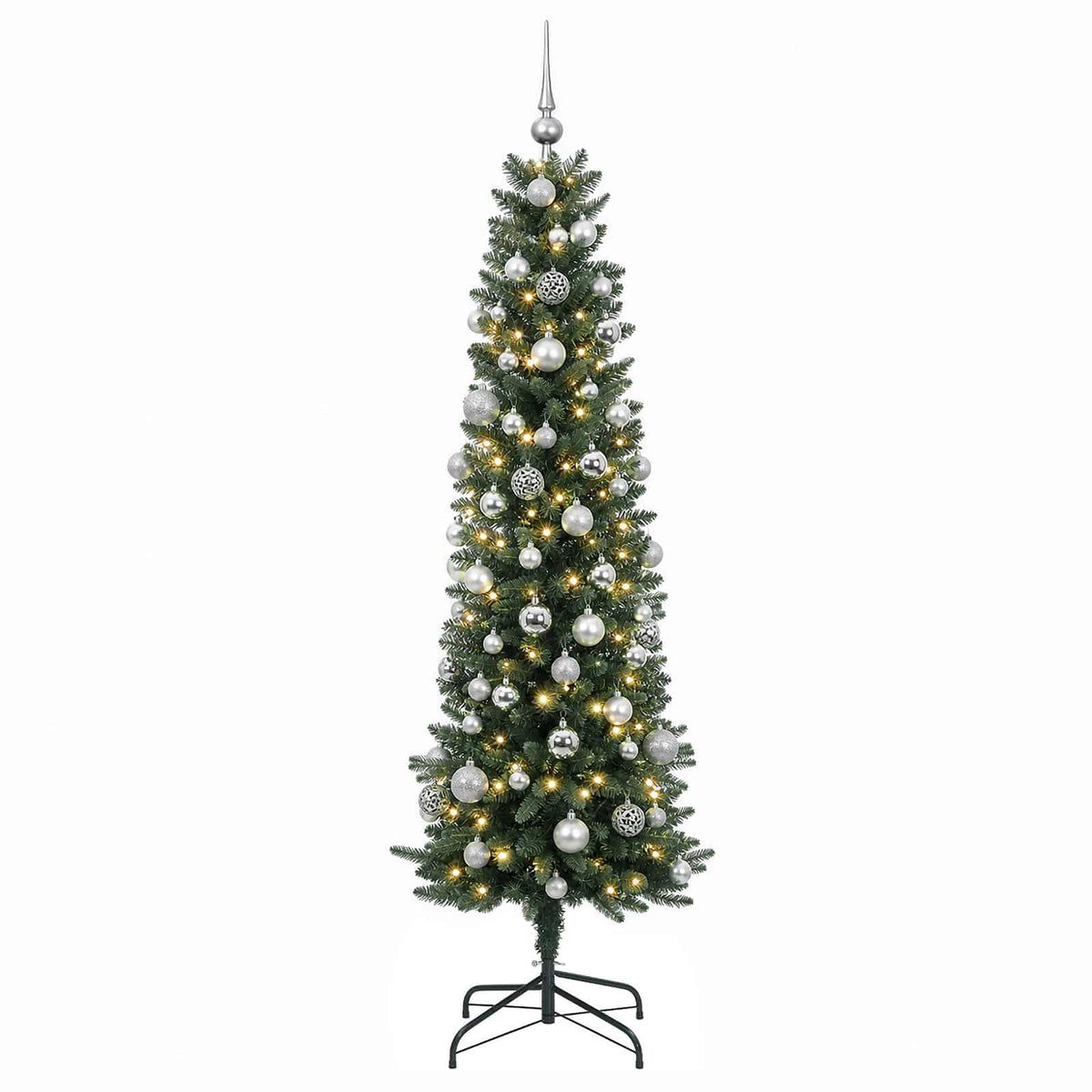 Artificial Slim Christmas Tree with Bauble 180 cm 300 LEDs