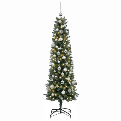 Artificial Slim Christmas Tree with Bauble 180 cm 300 LEDs