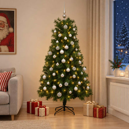 Artificial Hinged Christmas Tree with Baubles 240 cm 300 LEDs
