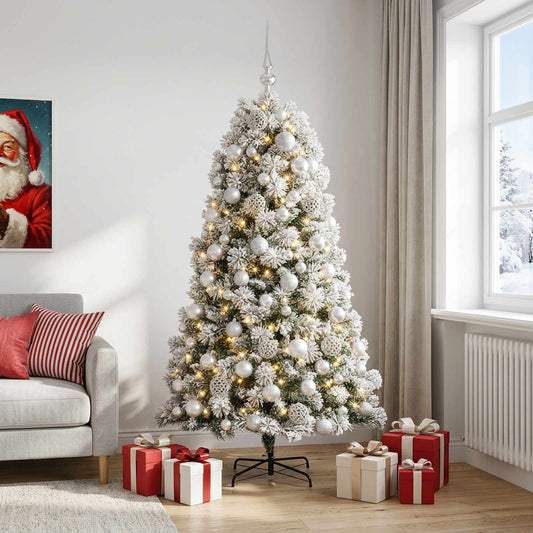Artificial Hinged Christmas Tree with Baubles 240 cm 300 LEDs