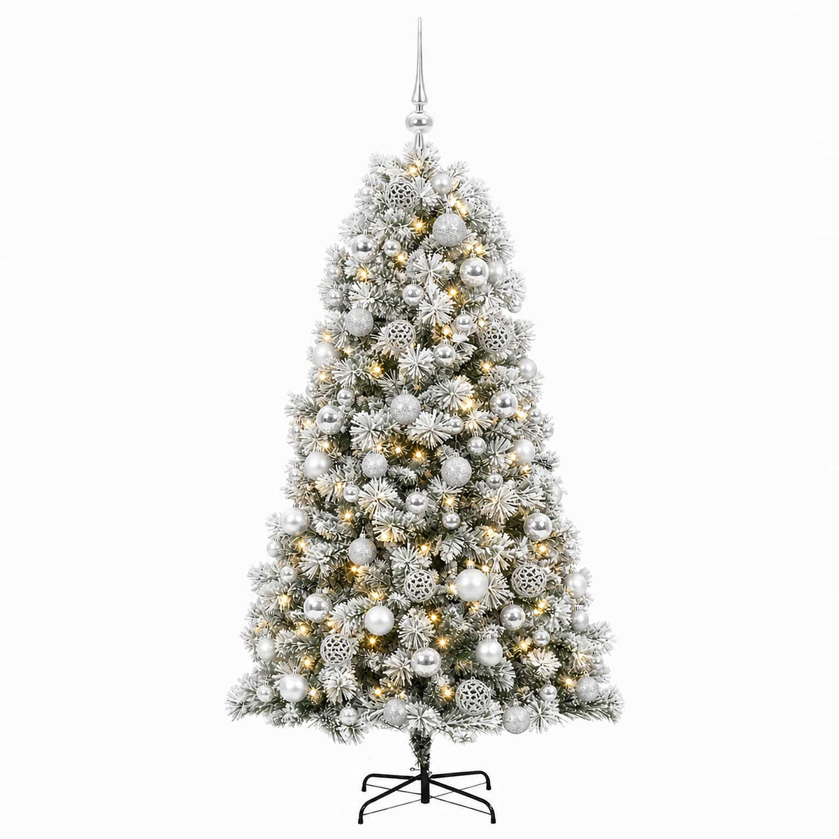 Artificial Hinged Christmas Tree with Baubles 180 cm 300 LEDs