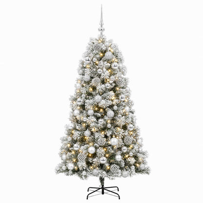 Artificial Hinged Christmas Tree with Baubles 180 cm 300 LEDs