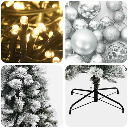 Artificial Hinged Christmas Tree with Baubles 210 cm 300 LEDs