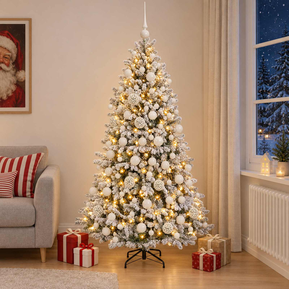 Artificial Christmas Tree with Bauble 210 cm 300 LEDs