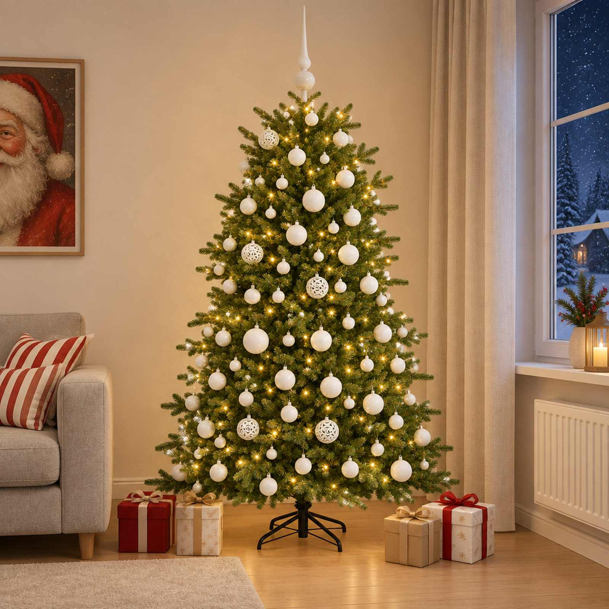 Artificial Christmas Tree with Bauble 180 cm 300 LEDs
