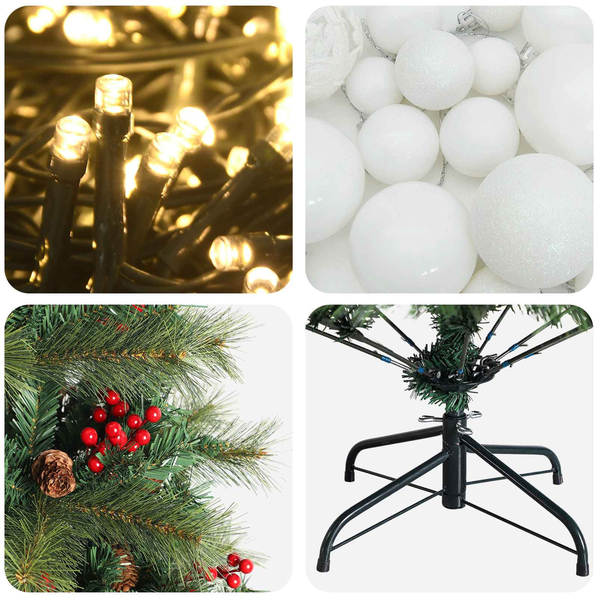 Artificial Christmas Tree with Bauble 180 cm 300 LEDs